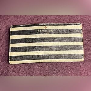 Kate Spade Black and Cream Striped Wallet